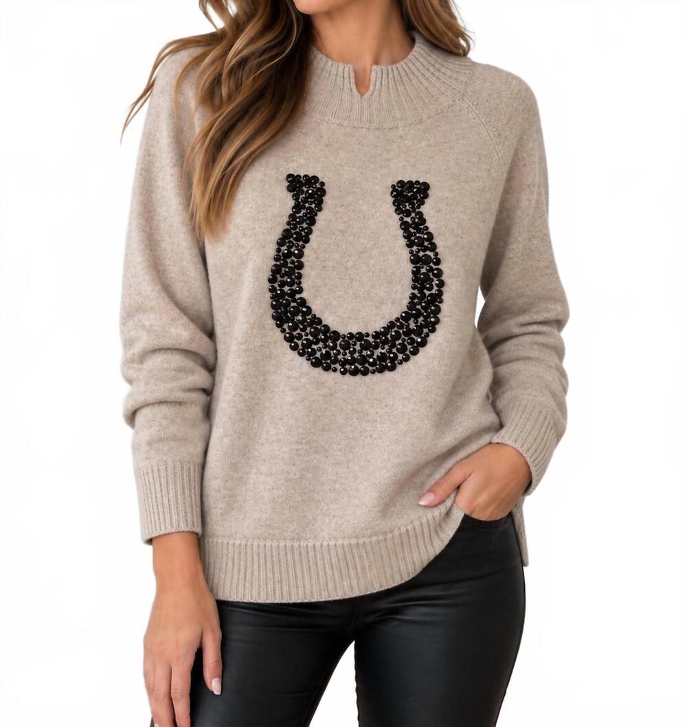 NEW LISA TODD lucky u sweater in oat